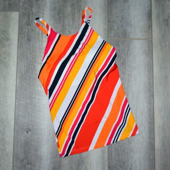 NAUTICA - High Neck Cross Back Straps Striped Tankini Swim Top - Picture 3 of 3